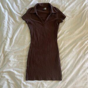 H&M brown bodycon collared dress